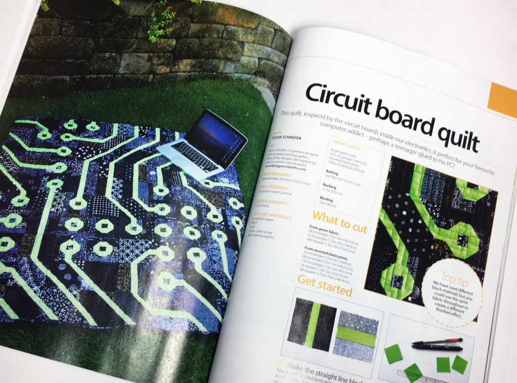 Circuit Board quilt pattern (in Quilting &amp; Patchwork for Beginners, 3rd edition) by Sylvia Schaefer/Flying Parrot Quilts | www.flyingparrotquilts.com