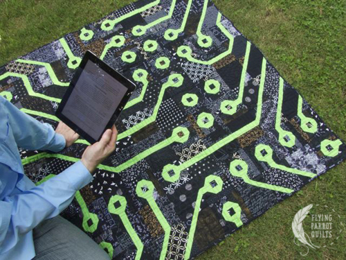 Circuit Board quilt by Sylvia Schaefer/Flying Parrot Quilts | www.flyingparrotquilts.com