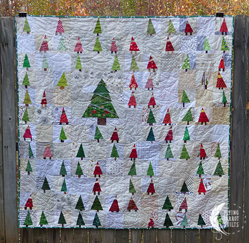 Gnome Forest, pieced by members of Stash Bee and quilted by Sylvia Schaefer/Flying Parrot Quilts | www.flyingparrotquilts.com