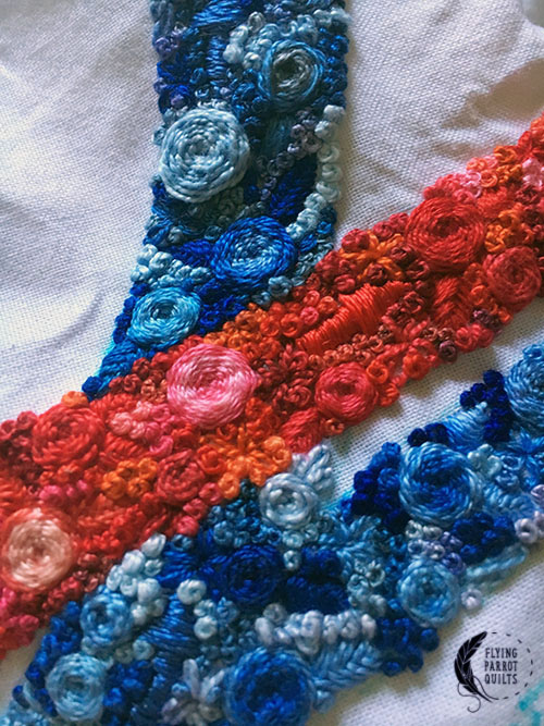 Thermohaline circulation embroidery detail by Sylvia Schaefer/Flying Parrot Quilts | www.flyingparrotquilts.com