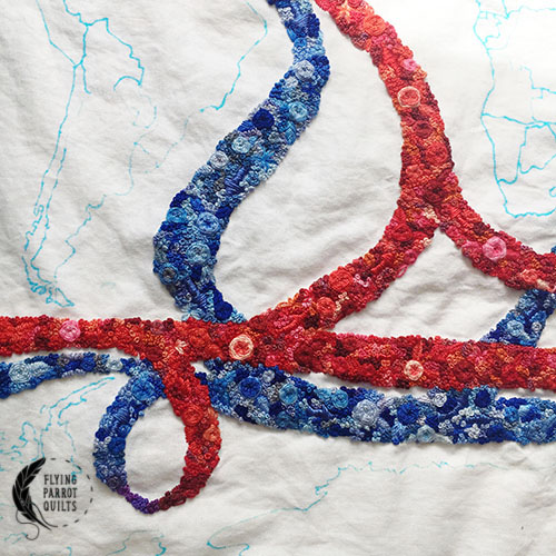Thermohaline circulation embroidery detail by Sylvia Schaefer/Flying Parrot Quilts | www.flyingparrotquilts.com