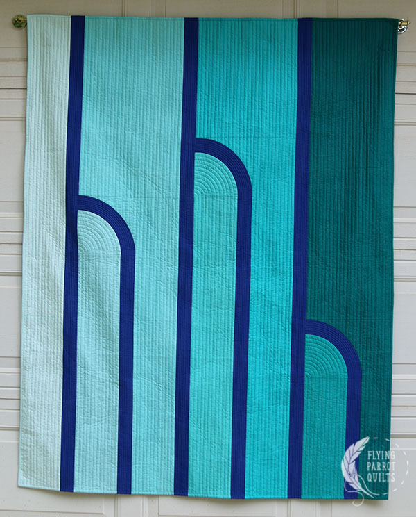 Cool Pool modern quilt by Sylvia Schaefer/Flying Parrot Quilts | www.flyingparrotquilts.com