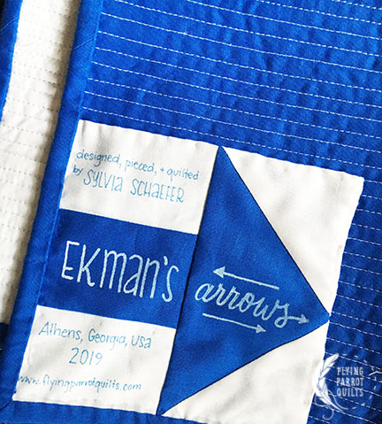 Ekman’s Arrows quilt label by Sylvia Schaefer/Flying Parrot Quilts | www.flyingparrotquilts.com