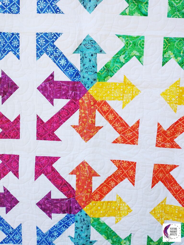 Rainbow Arrows quilt by Sylvia Schaefer/Flying Parrot Quilts | www.flyingparrotquilts.com