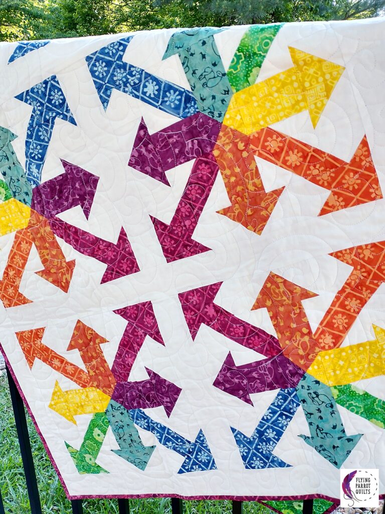 Rainbow Arrows quilt by Sylvia Schaefer/Flying Parrot Quilts | www.flyingparrotquilts.com