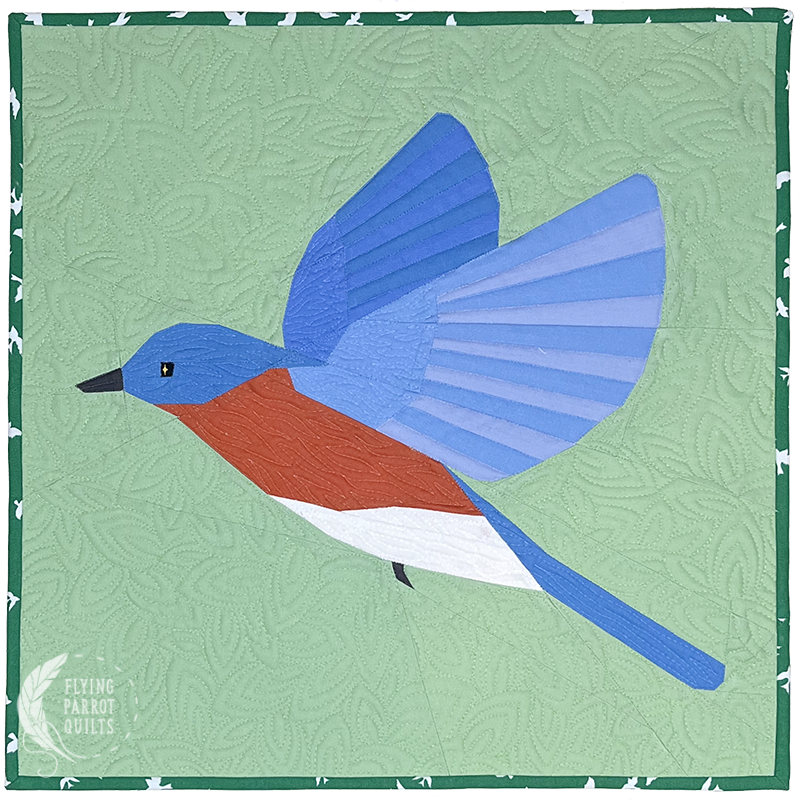 Eastern Bluebird from the Flighted Fancy paper piecing quilt by Sylvia Schaefer/Flying Parrot Quilts | www.flyingparrotquilts.com